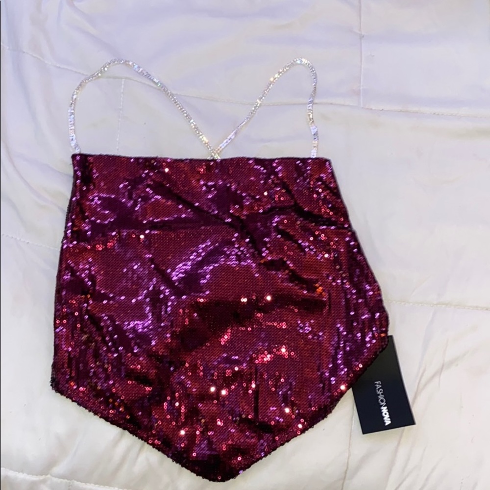 Maroon Fashion Nova Sequenced Top